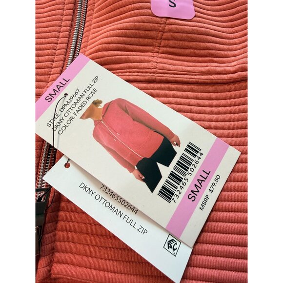 NWT DKNY zip up jacket coral S/M hooded long sleeve - Picture 8 of 8
